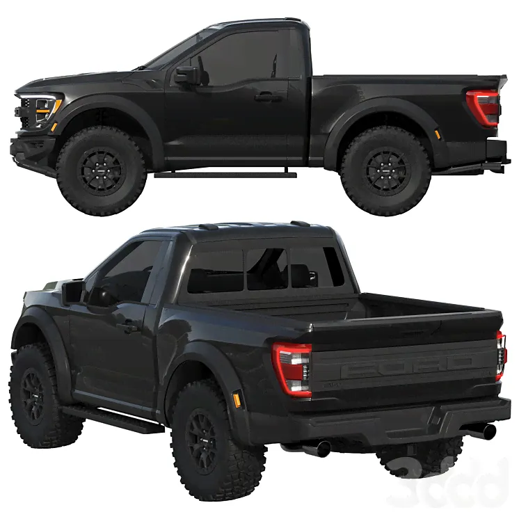 Ford F-150 Raptor Regular cab 2022 - Транспорт - 3D модель-4