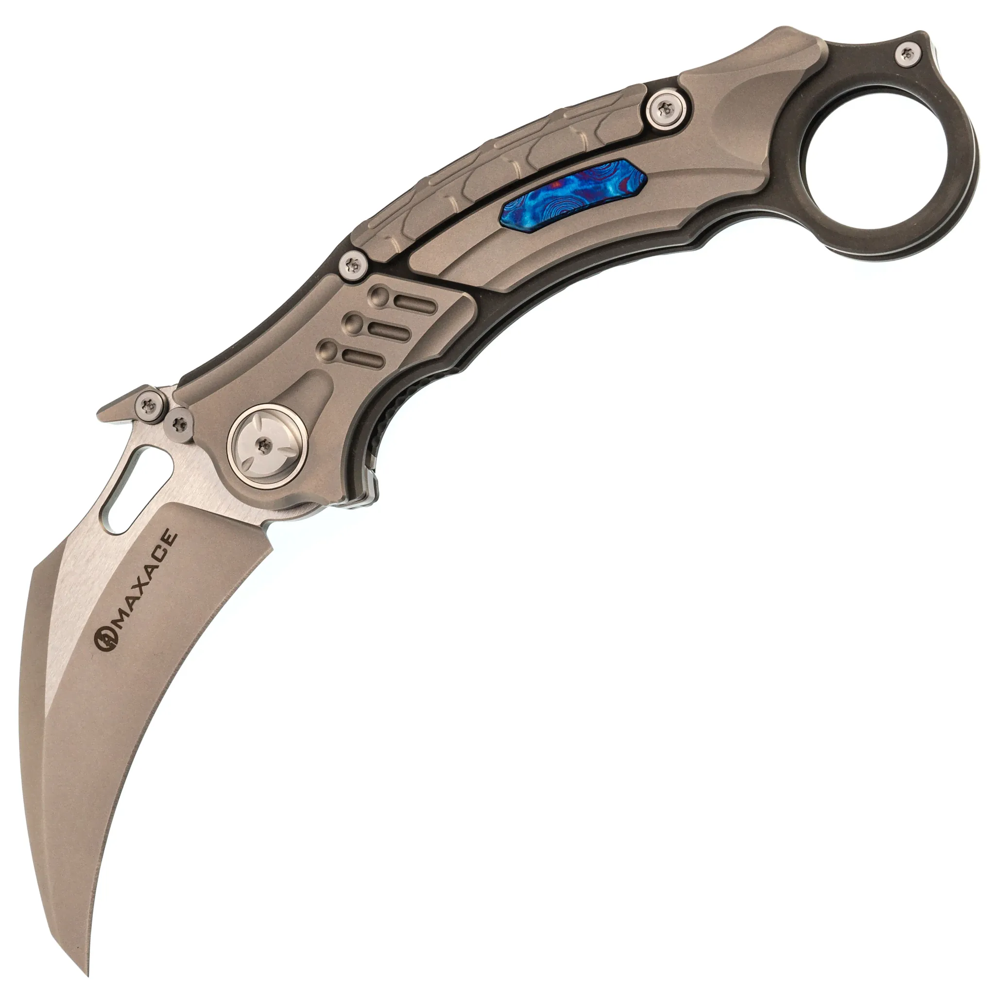 Складной нож Maxace Raptor, сталь Magnacut, рукоять Grey Titan/Timascus-0