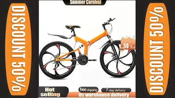 Outroad 26 Inch Folding Mountain Bike, 21 Speed Suspension High-Carbon Steel MTB Foldable Bicycle